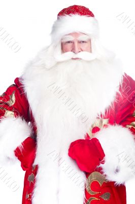 Traditional Santa Claus giving a big `ho ho ho` belly laugh. Iso