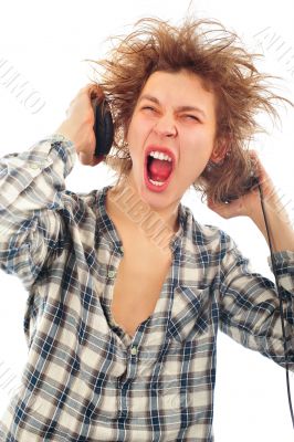 Crazy man portrait isolated background