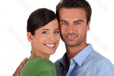 Couple stood with face touching