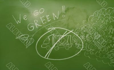 Ecological agitation illustration on green board