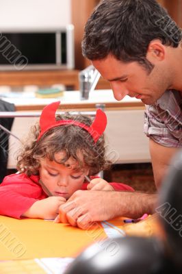 father and daughter drawing father and daughter drawing