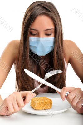 Closeup portrait of a young woman decided to refuse unhealthy fo Closeup portrait of a young woman decided to refuse unhealthy fo