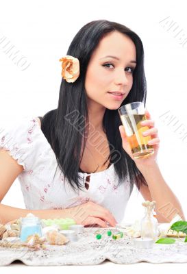 Close-up portrait of sexy caucasian young woman 