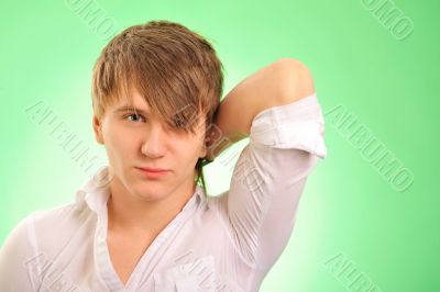 Portrait of a handsome young man ov