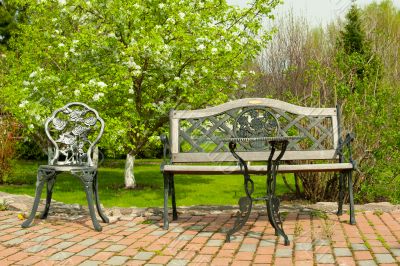 Patio furniture in the garden