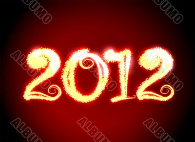 Date New Year 2012 on dark red background