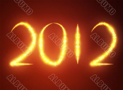 Date New Year 2012 on dark red background