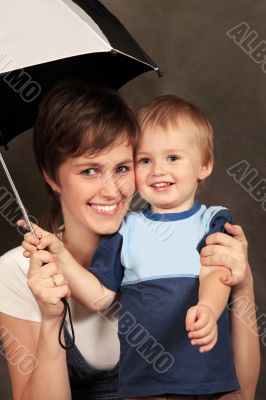  mother with baby in studio
