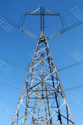 Power lines and electric pylon