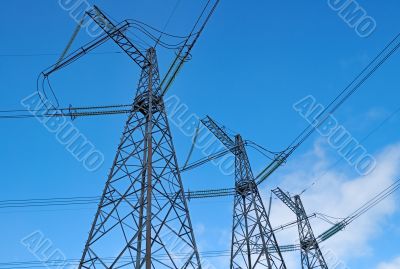 Power lines and electric pylon
