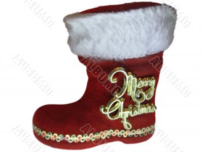 Santa Claus boot and hidden christmas present