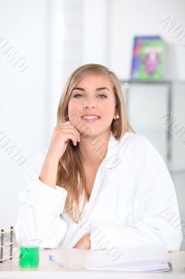 Chemistry student in the classroom