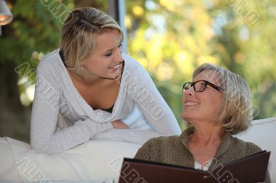 Young woman spending time with her grandmother