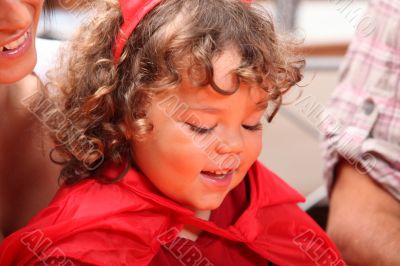 Young girl dressed up on Halloween