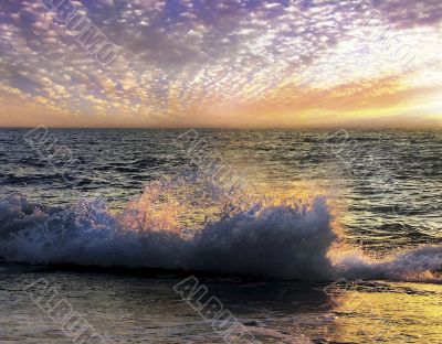 unusual sunset over the sea