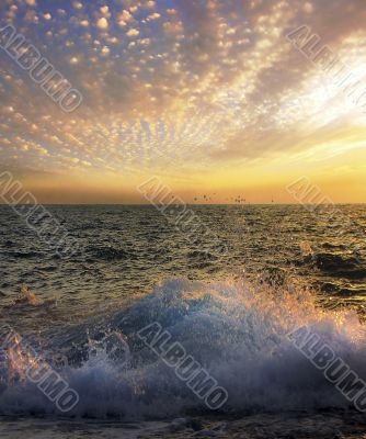 unusual sunset over the sea