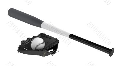 Baseball bat and glove
