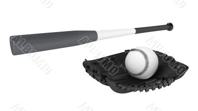 Baseball bat and glove