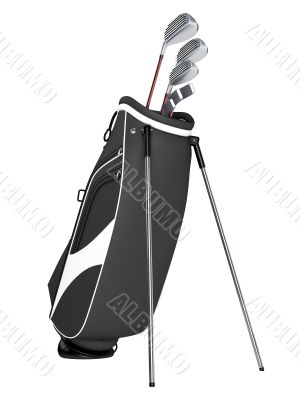 Black bag with golf clubs