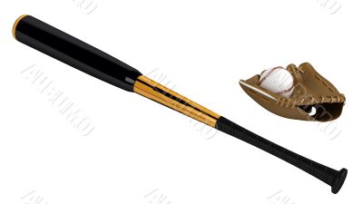 Baseball bat and glove