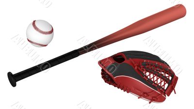 Baseball bat and glove