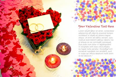 Two rings and a blank card with two candles Two rings and a blank card with two candles