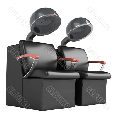 Double hair dryer chairs