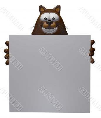 cat wih blank sign