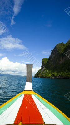 Colourfully longtail boat at Trang