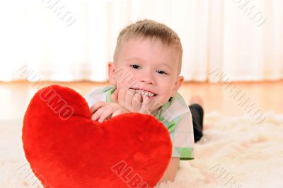 child with a plush heart