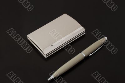 Card holder with pen