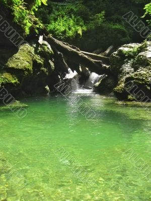 Waterfall between the rocks. The Caucasus nature Waterfall between the rocks. The Caucasus nature