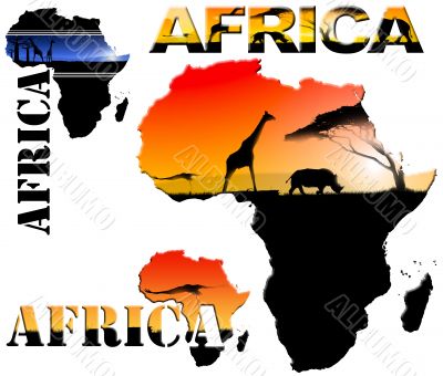 Set Africa Map Illustration