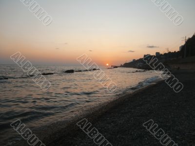 Golden sunset and Black sea. Russia summertime