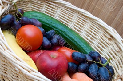 Vegetables and fruits in a basket