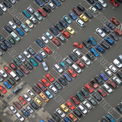 Parking cars with birds-eye