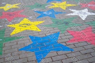 Painted star in the school yard