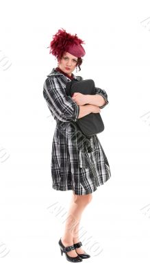 the woman is with a bag