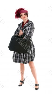 the woman is with a bag