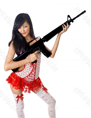 sexy asian female with rifle