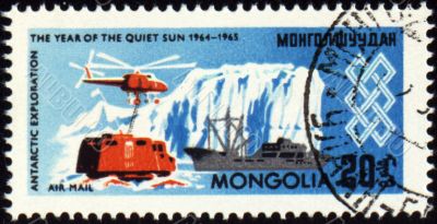 The study of the Antarctic on post stamp