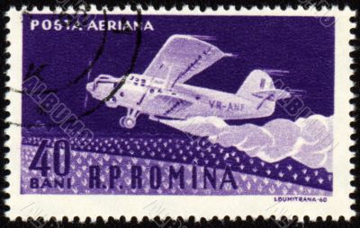 Airplane AN-2 on post stamp