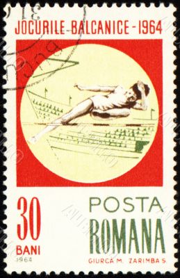 High jump on post stamp
