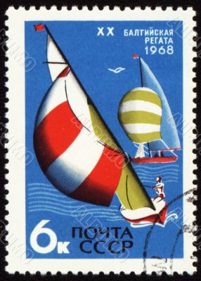 Baltic regatta on post stamp