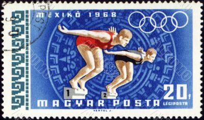 Swimming on post stamp