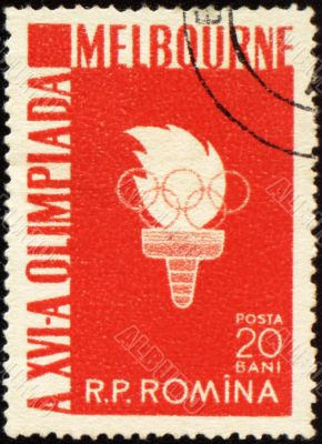 Olympic torch on post stamp