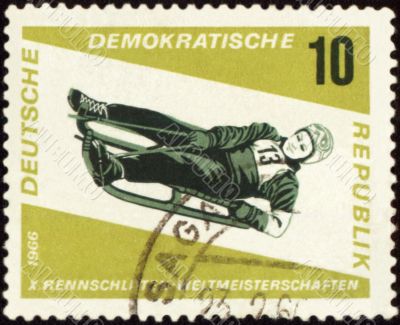 Descent to sledge on post stamp