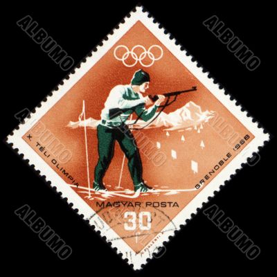 Biathlon on post stamp