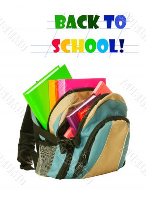 Backpack with colorful books