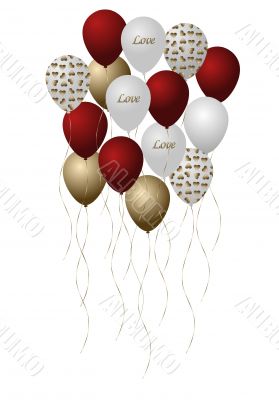 Bouquet of Red, Gold and White Balloons